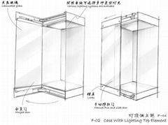 Free standing display cases - Case With Lighting Top Element F-02