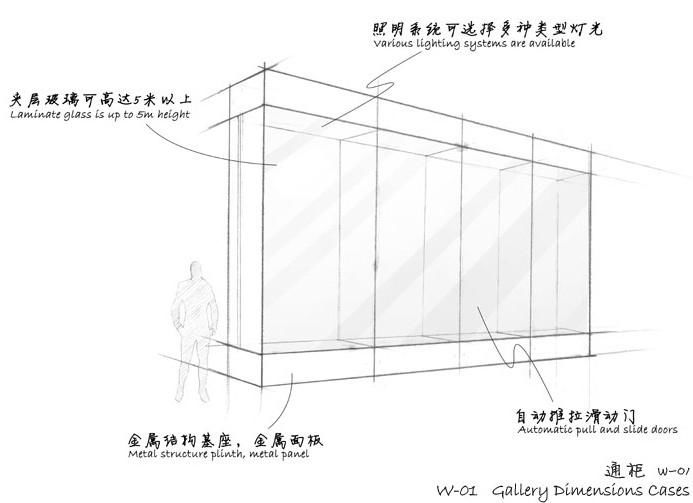 Wall display cases - Gallery dimensions cases W-01