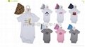 baby cotton short body suit with hat