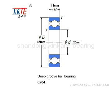 XKTE single row deep groove ball bearing 6204 from china manufacturer 4