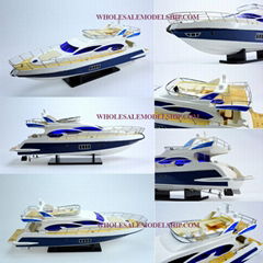 HANDCRAFTED AZIMUT 64 FLYBRIDGE WOODEN MODEL BOAT