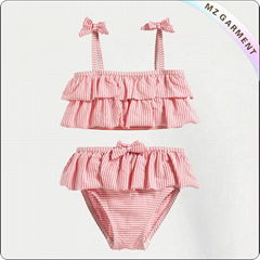 Kids Pink Striped Bikini