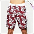 Hibiscus Print Red Boardshorts