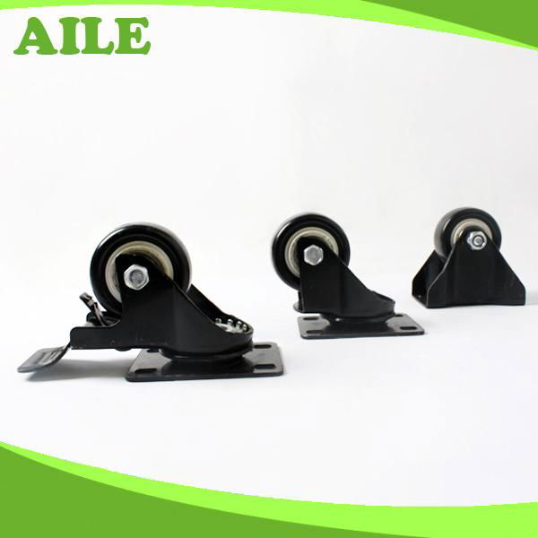 Rigid Light Duty Black PU Caster Wheels 2