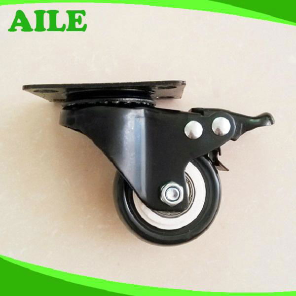 Rigid Light Duty Black PU Caster Wheels 3