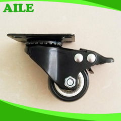 Swivel Black PU Small Furniture Caster Wheels