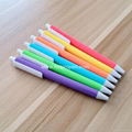 cheaper click ball pen with plastic colored barrel and wide clip 1