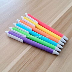 cheaper click ball pen with plastic colored barrel and wide clip