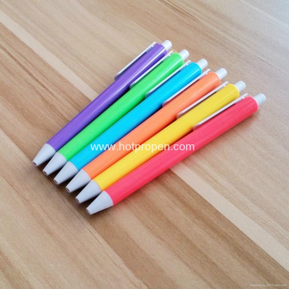 cheaper click ball pen with plastic colored barrel and wide clip 2