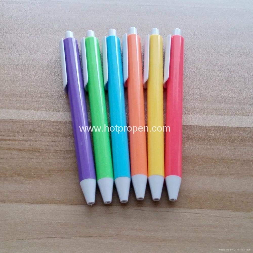 cheaper click ball pen with plastic colored barrel and wide clip 4