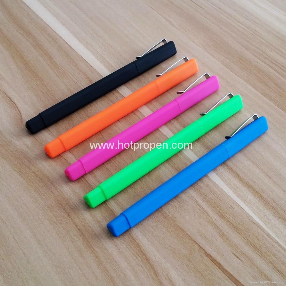 soft rubber coated triangle ball pen with logo BOP0014 HOT PROMOPEN