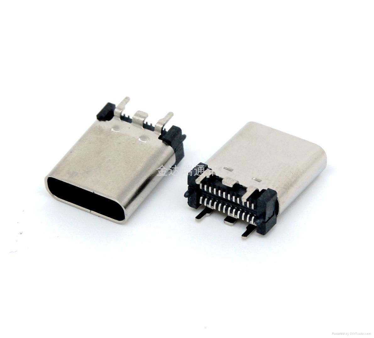 厂家直销USB type c直立式SMT贴板短体9.3母座USB TYPE-C直插母头 