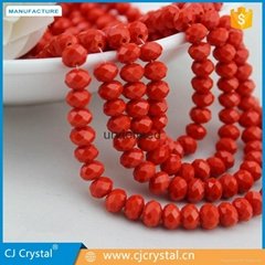Glass beads 8mm Jade red color faceted rondelle beads 