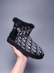 2024     Snow Boots High Quality Butterfly Knot Warm Band Mid-barrel Snow Boots