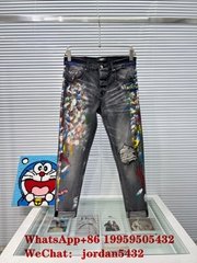 Amiri Jeans 1:1 top Quality Men's Destroyed Slim-Fit Moto Jeans trousers pants 
