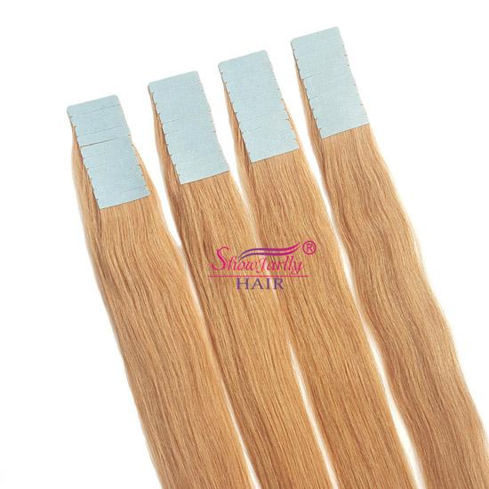 ShowJarlly 20" Blonde #27 20Pcs 100g PU Tape in Straight Human Hair Extensions