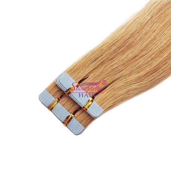 ShowJarlly 20" Blonde #27 20Pcs 100g PU Tape in Straight Human Hair Extensions 3