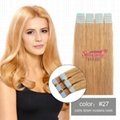 ShowJarlly 20" Blonde #27 20Pcs 100g PU Tape in Straight Human Hair Extensions 4