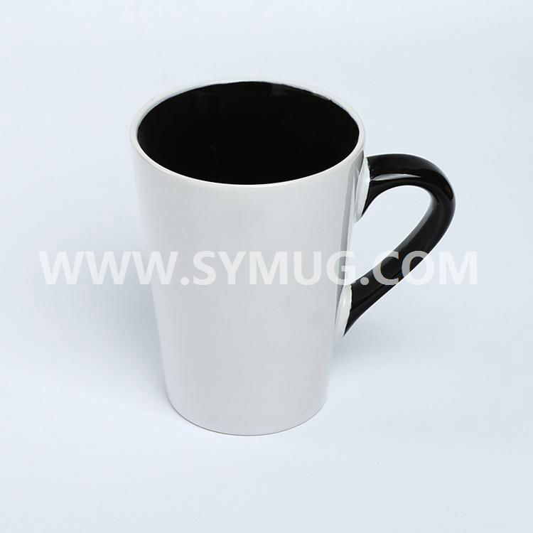 14 oz V shape ceramic mug with two-tone color 3