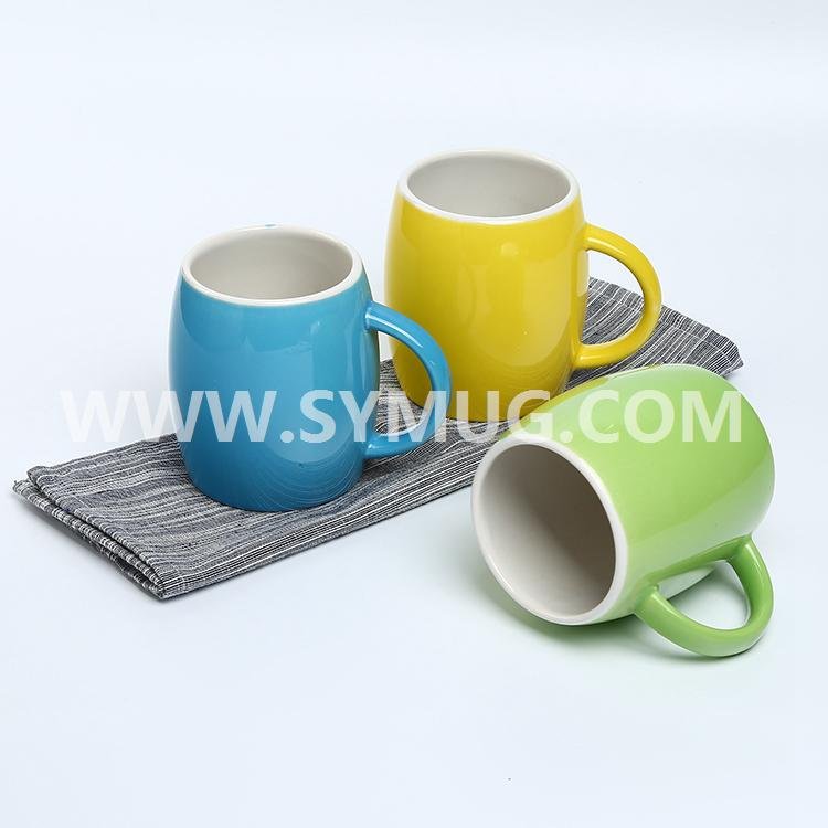 12 oz belly shape ceramic mug with handle 3
