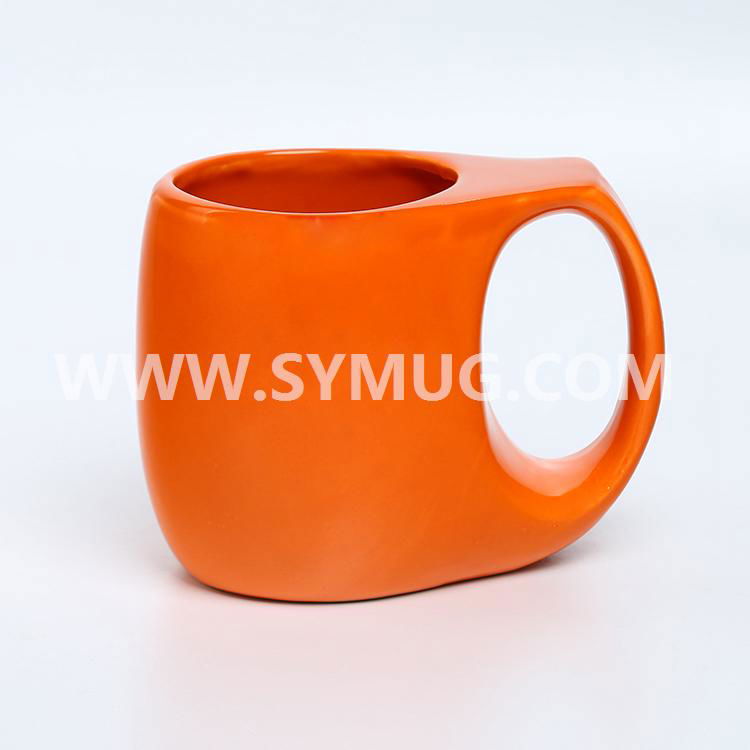 12 oz belly shape ceramic mug with handle 4