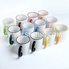 11 oz rim and handle color ceramic mug for sublimation