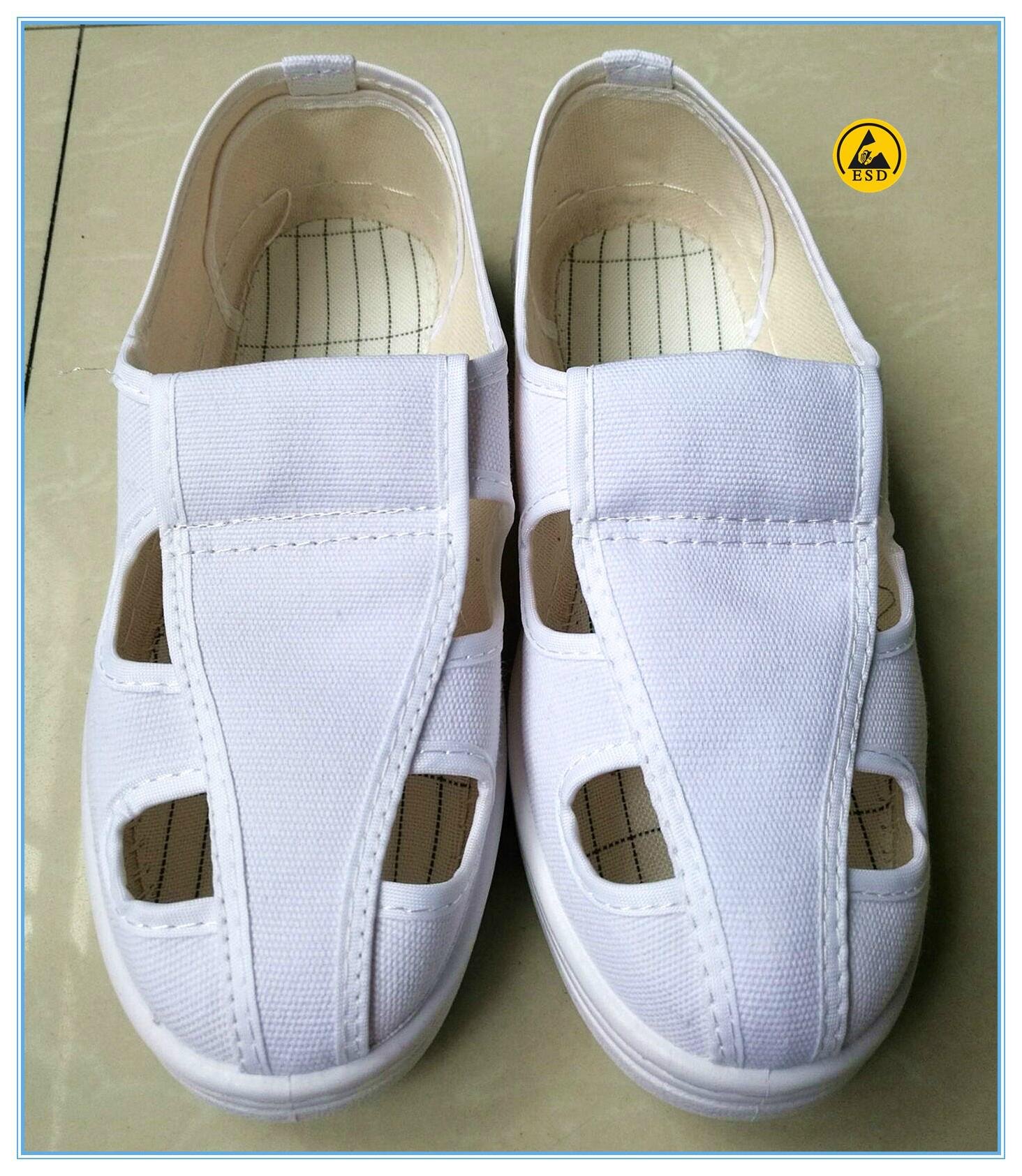 white canvas upper PVC outsole 4-hole ESD shoes 