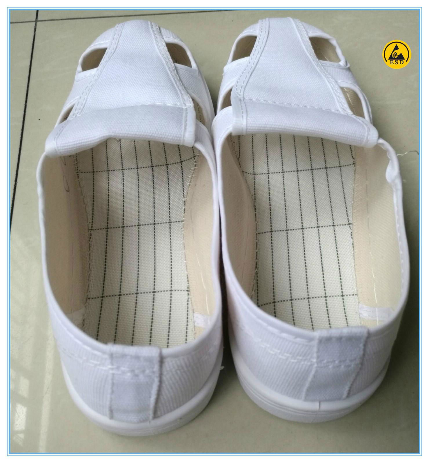 white canvas upper PVC outsole 4-hole ESD shoes  3