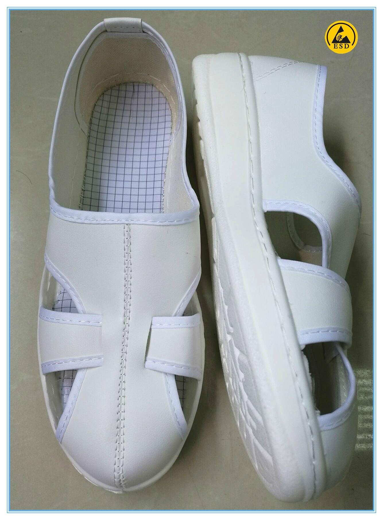 white color pvc leather upper cleanroom antistatic shoes pu sole 