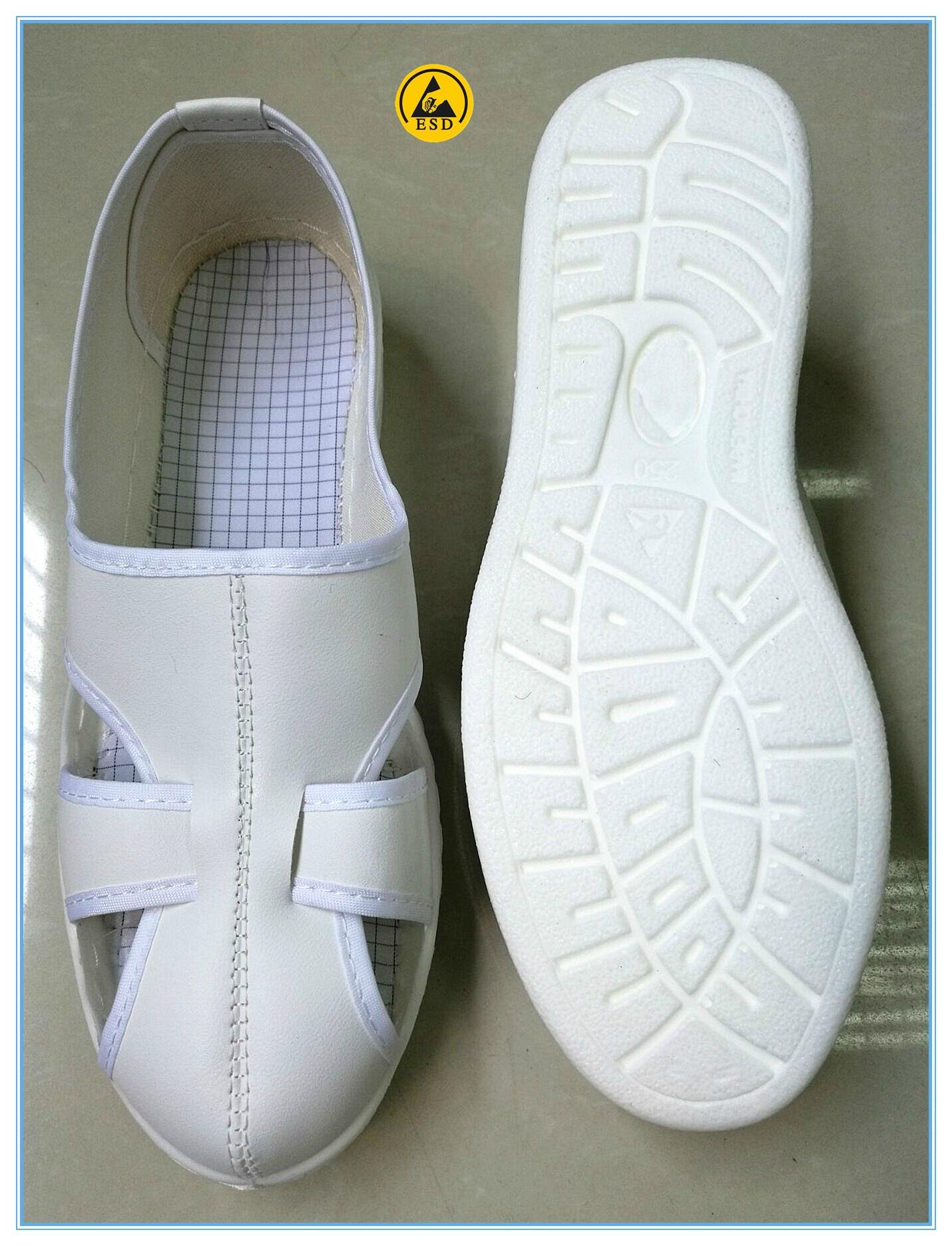 white color pvc leather upper cleanroom antistatic shoes pu sole  2