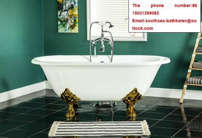 经典标准清洁用具浴室铸铁搪瓷带底座浴缸 2