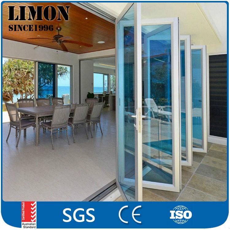 Latest design soundproof aluminium interior galss folding door for bedroom 