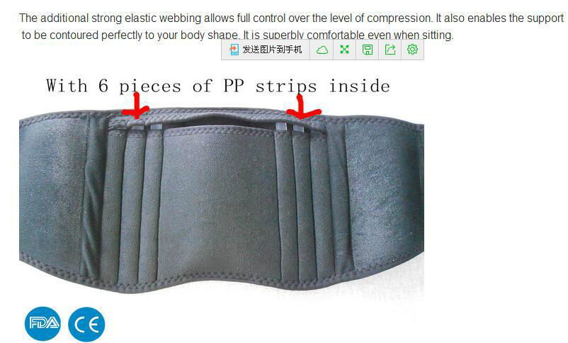 2015 hot sale Double pull medical 6 bone neoprene adjustable back support belt f 5