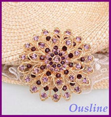 Beautiful purple rhinestone metal flower