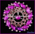 Beautiful purple rhinestone metal flower brooch pins 3