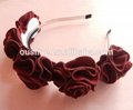 Hot sale suede fabric handmade rose winter headband  3