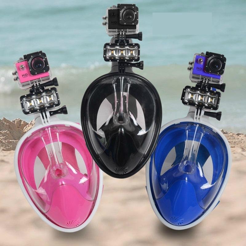 Hot sale silicone full face snorkel mask Water sports full face snorkel mask for 3