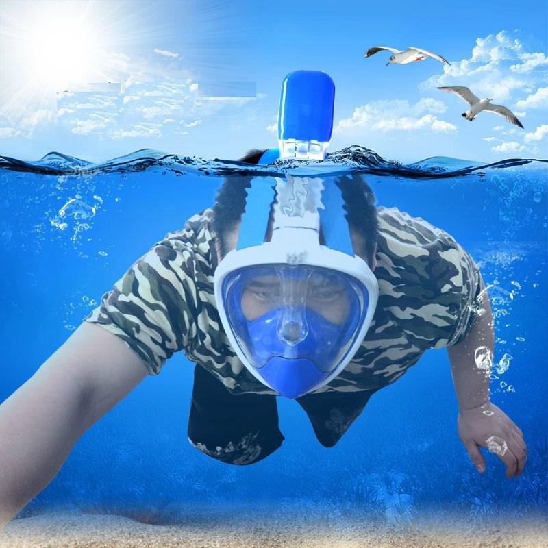 Hot sale silicone full face snorkel mask Water sports full face snorkel mask for 5