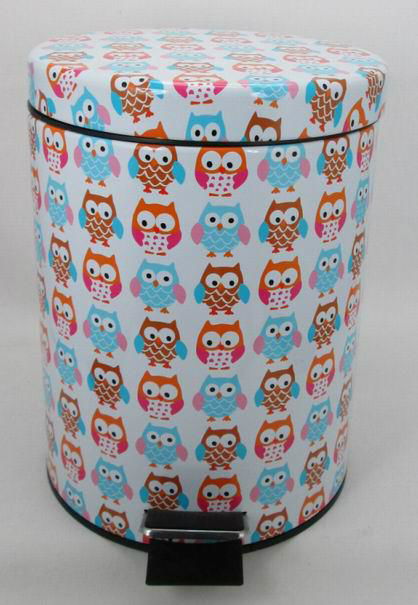 5L pedal bin with owl pattern