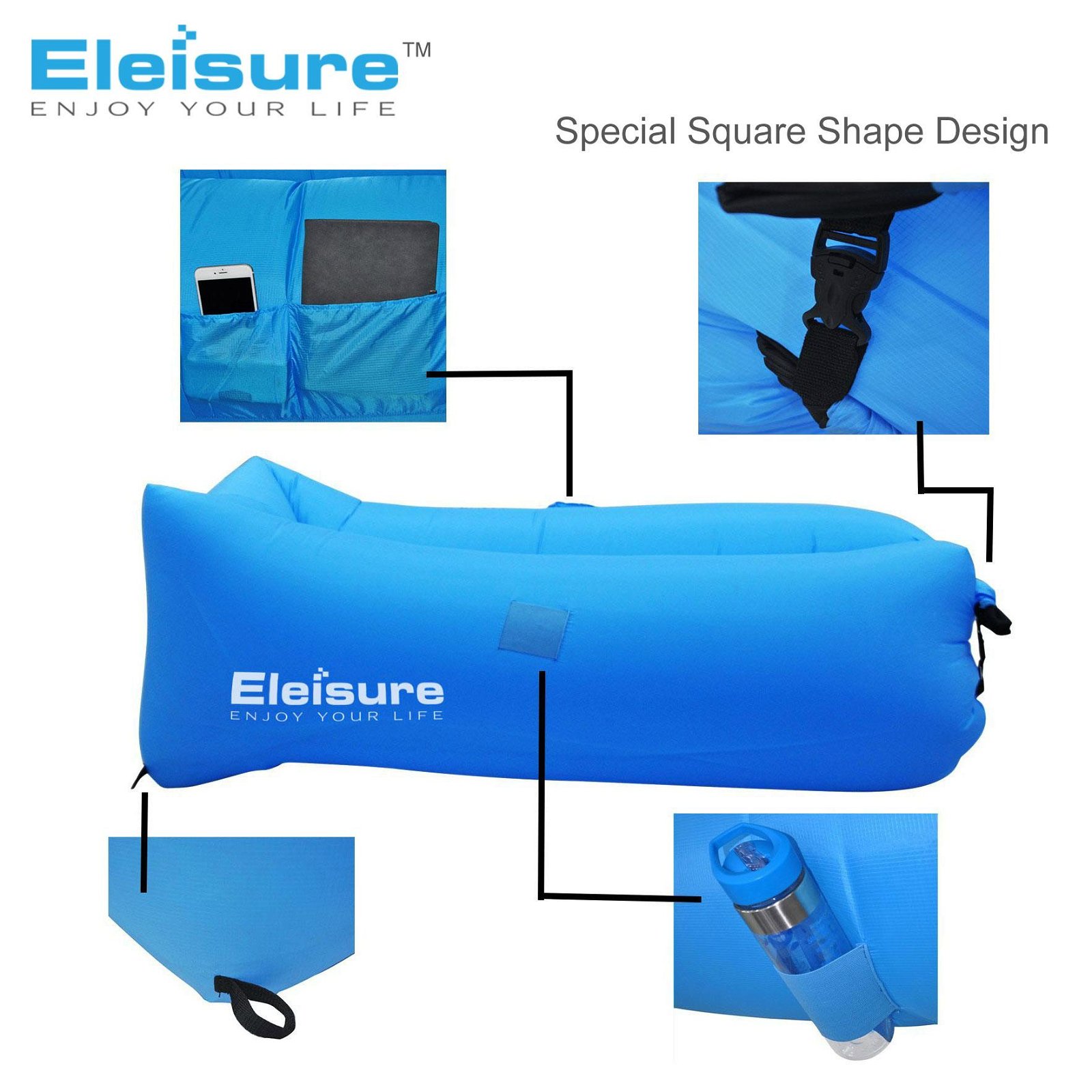 Eleisure Fast Inflatable Air Lounger Camping Bed Beach Sofa Air Bag  4