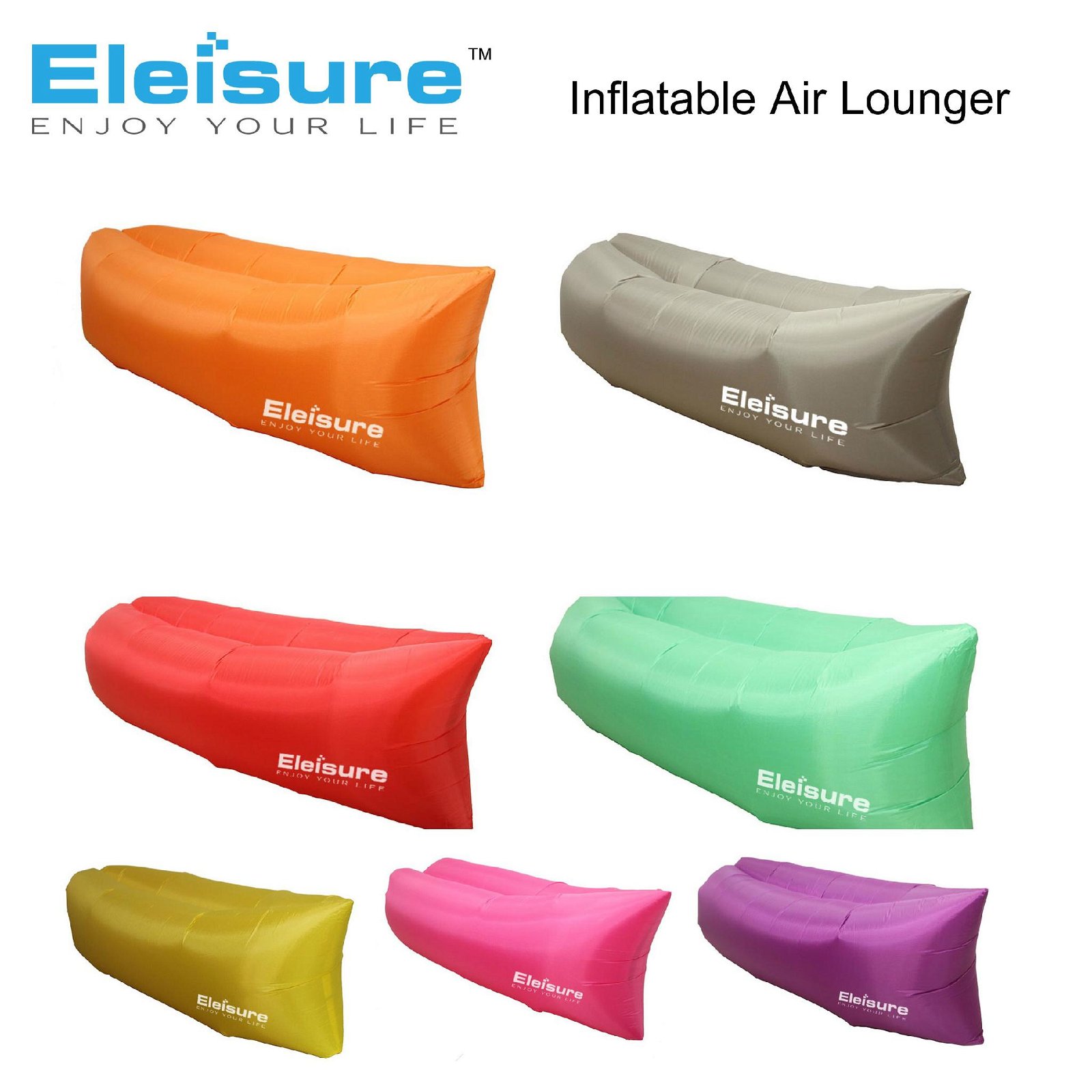 Eleisure™ Outdoor Inflatable Lounger Nylon Fabric Beach Lounger  3