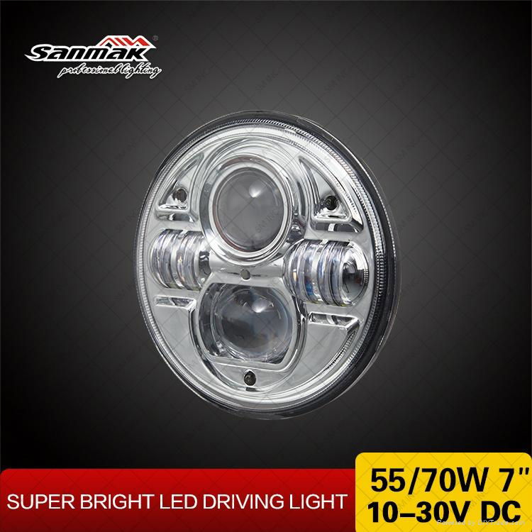 7" Round 12V-30V high low beam Motorcycle led headlight  3