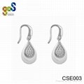 925 sterling silver white ceramics elements hoop earrings with AAA CZ micro pave