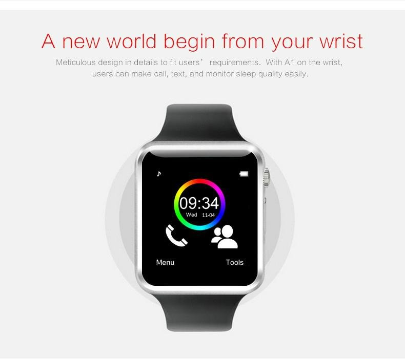 A1 W8 Touch Screen Bluetooth GSM Phone Watch Smart Watch