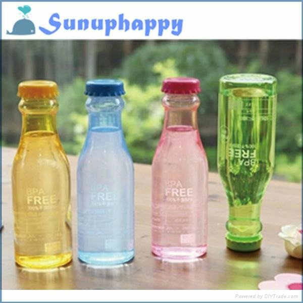 Wholesale custom colorful creative BPA free plastic soda drinking bottle 2