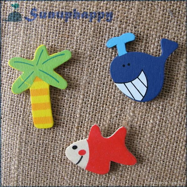 Factory supplier wholesale custom animal shape wooden fridge magnets 3