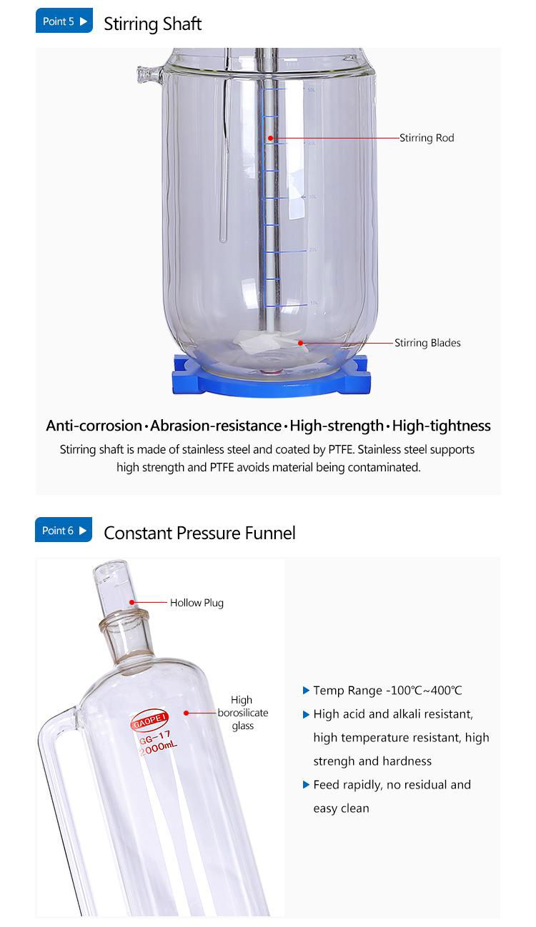 Jacketed Glass Reaction Digital Display Stirred Chemical Agitated Reactor 4