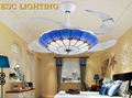 modern Mediterranean Style decorative living room ceiling fan with light colorfu