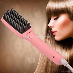 2 In 1 Ionic PTC Heating Hair Brush Straightener