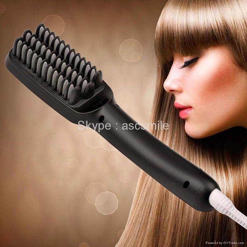 2 In 1 Ionic PTC Heating Hair Brush Straightener 3